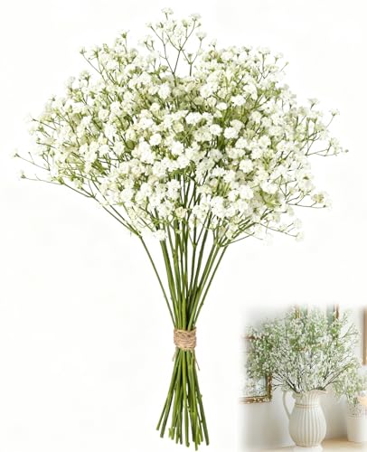 hommova 14 Pcs Artificial Flowers, Real Touch Faux Baby's Breath Bouquets for Wedding Centerpieces, Party Decor, Diy Floral Arrangements, Home Decoration