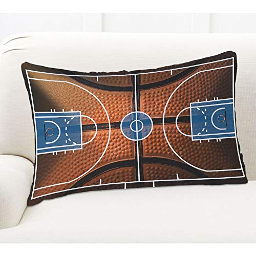 Ekobla Throw Pillow Cover Basketball Court Sports Playground Pattern Floor Game Field Black Orange Decor Lumbar Pillow Case Cushion For Sofa Couch Bed Standard Queen Size 20X30 Inch #TOP4