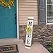 Elegant Designs HG2011-WBK Seasonal Wooden Home Porch Welcome Sign with 4 Interchangeable Floral Wreaths Decorative Accent Frame, White Wash