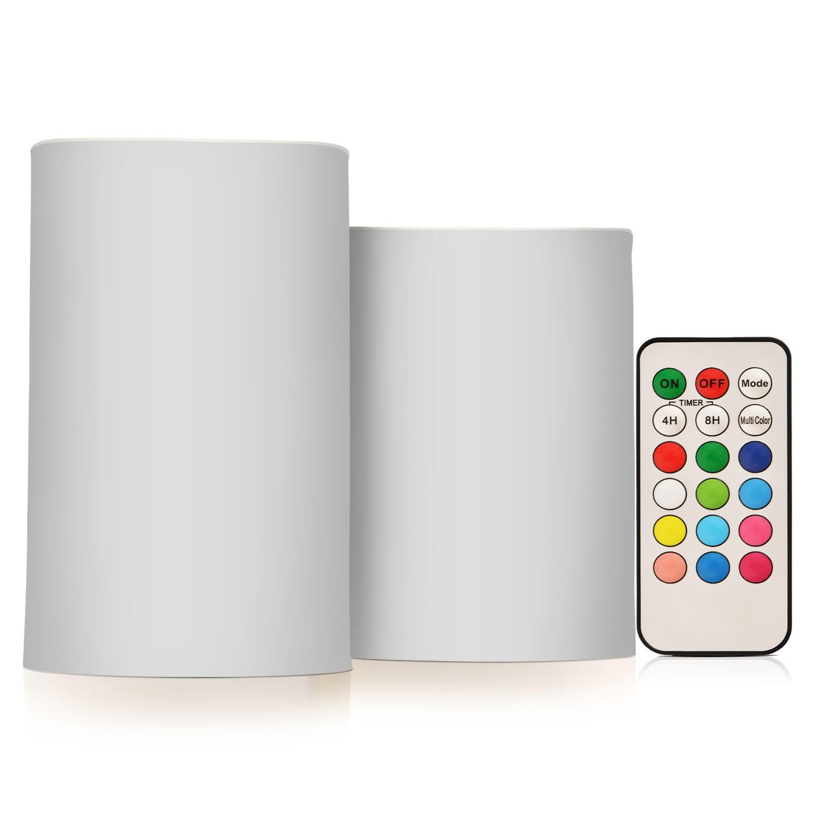 MCHIVER Grey Flameless Candles with Remote Timer Battery Operated Electric Fake Candles Set of 2 LED Tealight Candles for Wedding Table Fireplace Home Decor
