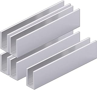 Aluminum Fixed Panel Shower Door U Channel for 3/8inch Thick Glass 95 inches Length (5, Brush Finish)