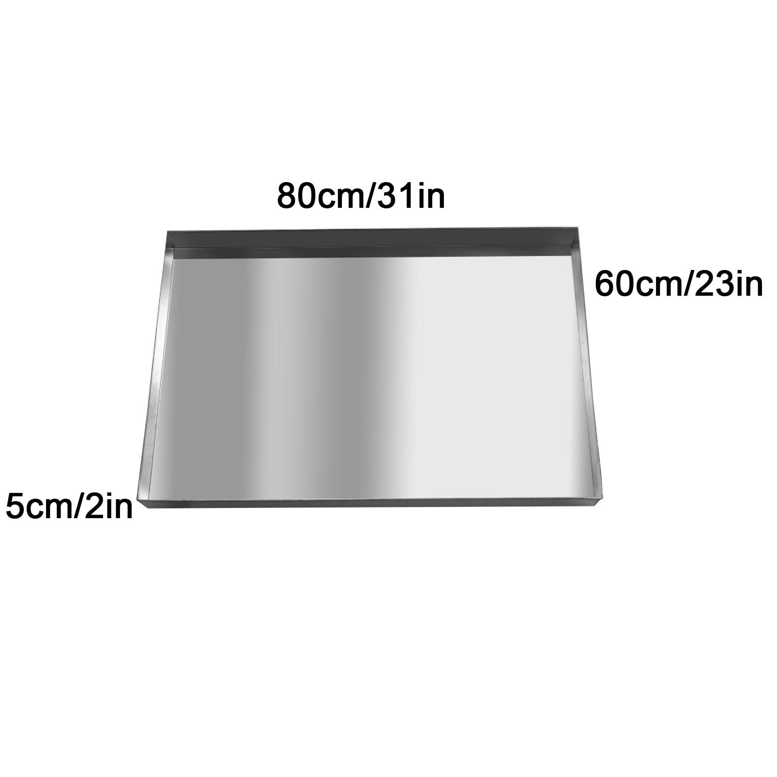 Bandeja Decorativa, Bandeja Camarero, Acero Inoxidable 201, sin Desagüe para Evitar Fugas por Condensación(80x60x5cm/31x23x2in)