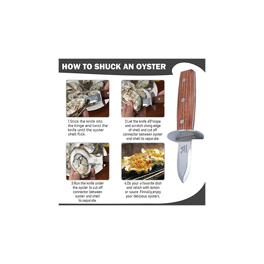 MSY BIGSUNNY Oyster Shucker Knife with Rosewood Handle - Full Tang Stainless Steel