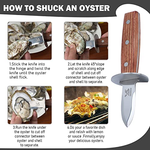 MSY BIGSUNNY Oyster Shucker Mes met Palissander Handvat - Volledig Tang Roestvrij Staal - Image 6