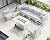 NICESOUL® 7 Pieces Extra Large Aluminum Patio Furniture Set with Fire Pit Table 43" Propane Natural Gas Convertable, 29'' Depth Outdoor Luxury Conversation Sofa Set with Firepit White Gray Color