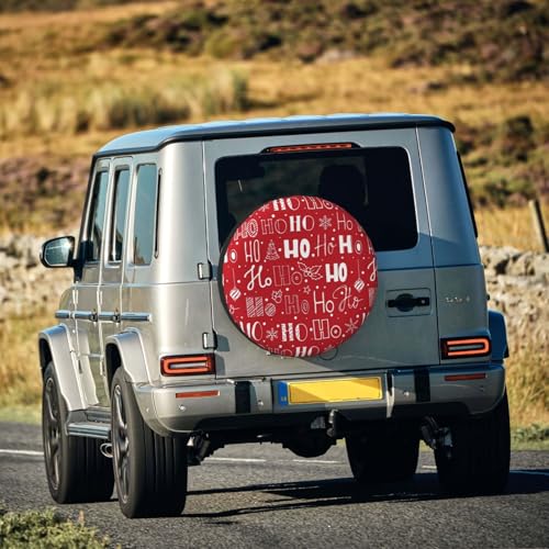 Image of Christmas Ho Ho Ho Spare Tire Cover Winter Weatherproof Universal Wheel Protectors Christmas New Year Wheel Covers for Rv Camper Travel Trailer SUV Truck 17 Inch Holiday Xmas Decor