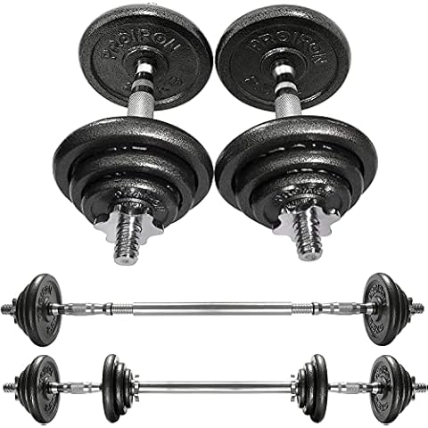 PROIRON 20kg Cast Iron Adjustable Dumbbell Set Hand Weight with Solid Dumbbell Handles Changed into Barbell Handily Perfect for Bodybuilding Fitness Weight Lifting Training Home Gym Cover