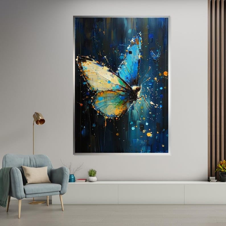 Impression sur toile papillons colorés pour illuminer un mur nu