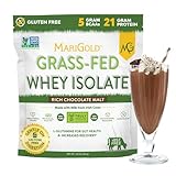 MariGold Grass-fed Whey Protein Isolate Powder - Rich Chocolate Malt Flavor - 1 Lb | 100% Pure, Cold-Processed, Micro-Filtered, Undenatured, Non-GMO, rBGH Free, Soy Free, Gluten Free, Lactose Free