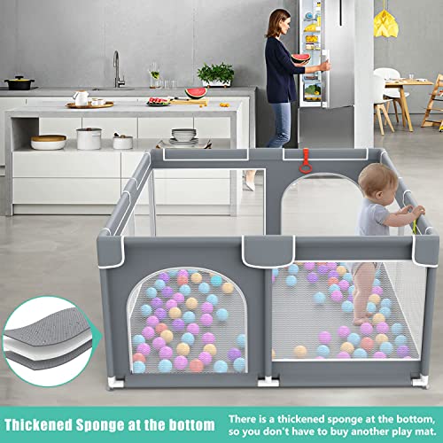 Baby Playpen, Large Baby Playard Baby Playpen For Toddlers, Portable Large Baby Fence Area With Anti-Slip Base, Kids Activity Center With Gate, Baby Play Yard Baby Fence With Soft Breathable Mesh #TOP1