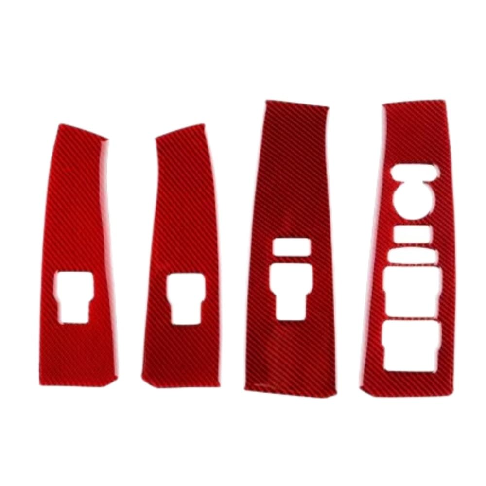 for Civic for 11th Gen for Type-R for FL5 2022-2025 Car Window Lift Button Frame Panel Trim Sticker Car Window Switch Cover(for RHD Red Carbon)