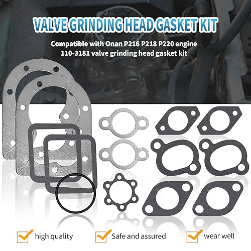Image of Valve Grind Head Gasket Kit 110-3181 Replacement for Onan BF-B43-48 P216 P218 P220 Engine Gasket Kit Valve Grind Head