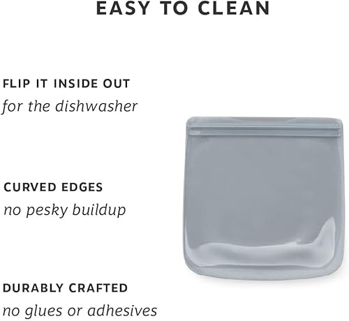 Vista 15 de W&P Porter Bolsa de almacenamiento reutilizable de silicona, sándwich (36 onzas de pie), pizarra, recipiente de almacenamiento de alimentos, apto