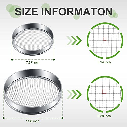 Windyun 2 Pcs Stainless Steel Soil Sieve Compost Sifter Screen With 2 Interchangeable Mesh Filter Sizes (6/10 Mm) Dirt Sifter For Rocks Sand Sifter Bonsai Gardening Tool Garden Seeding Cultivation #TOP1