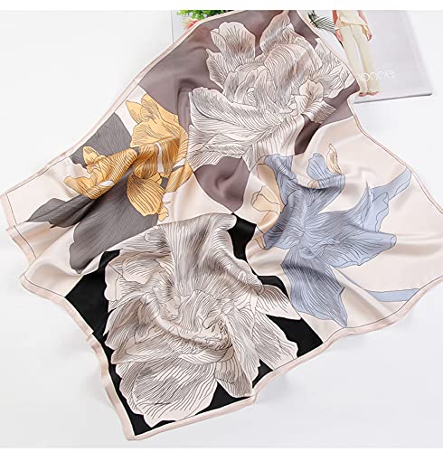 100% Pure Mulberry Silk Medium Square Scarf Head Scarf For Women 27"'X27"(In) Natural Silk Neckerchief Printed Headscarf With Gift Packed (5) #TOP4