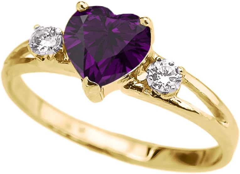 Precious 10k Yellow Gold February Birthstone Heart Proposal/Promise Ring with White Topaz