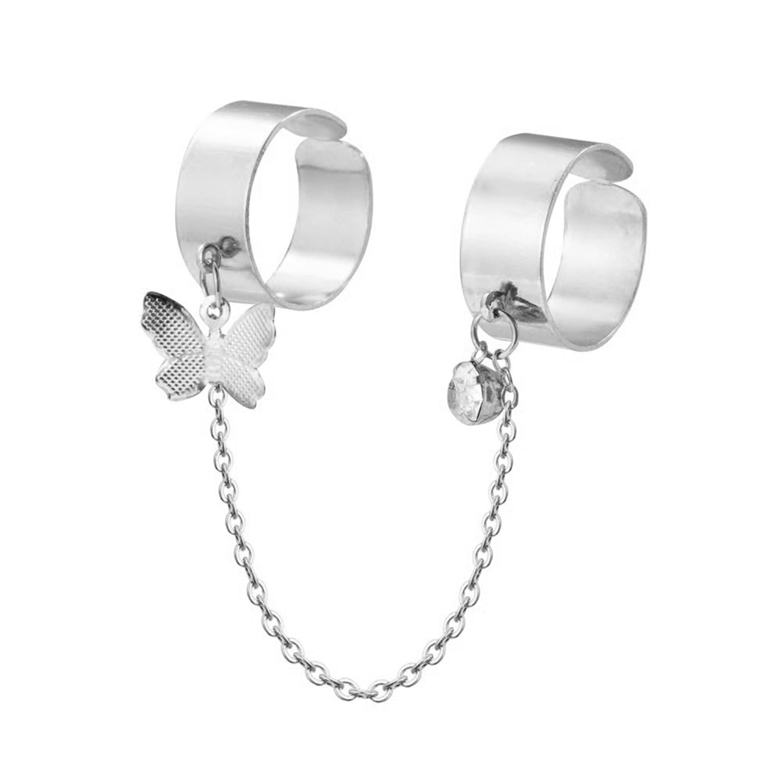 Punk Chain Open Cuff Finger Rings for Men Women Adjustable Hip Hop Vintage Gothic Stackable Statement Knuckle Ring Link Multiple Chain Ring Party Jewelry