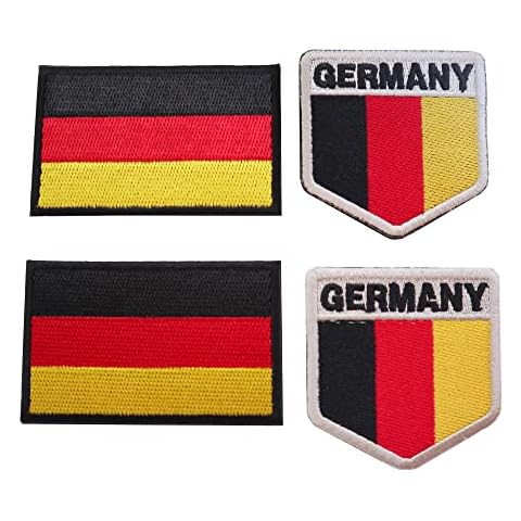 Germany Flag Embroidered Sew-On Fabric Patch Set of 4 Cover