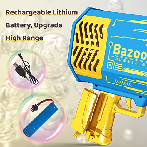 Bubble Machine Gun, 69 Holes Bubbles Machine, Bazooka Bubble Gun With Lights/Bubble Solution For Adults Kids, Summer Toy Gift For Outdoor Indoor Wedding Birthday Party - Blue Bubble Maker (Blue) #TOP2