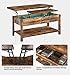 FABATO Lift Top 4-in-1 Multi-Function Convertible Coffee Table With Storage, Converts to Dining Table for Living Room, Reception Room, Office - Rustic Brown