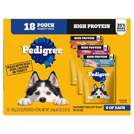Pedigree High Protein Dog Food, Adult Wet Dog Food Pouches, Variety Pack, 3.5 oz. Pouches, 18 Count