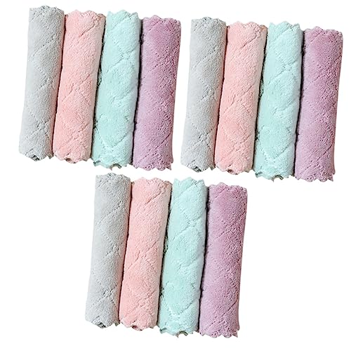 BCOATH Lot de 12 Torchons Multifonctionnels en Fibres Ultrafines Épais, Absorbants Peluche, Cuisine et Vaisselle, Nettoyage Rapide, Adaptés Ménage Quotidien et Tâches Couleur Aléatoire