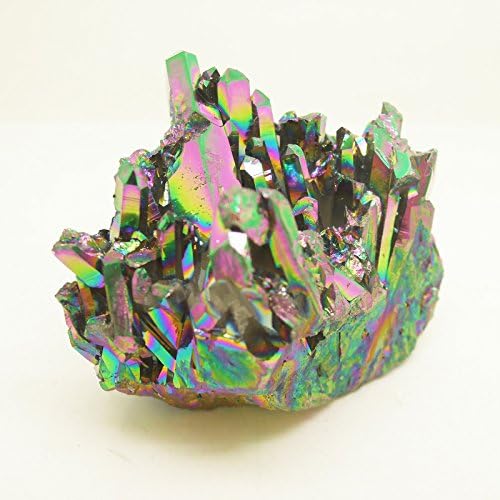 Rock &Mineral Specimen Titanium Flame Aura Quartz Crystal Cluster RS392