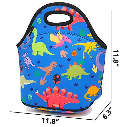 Flowfly Neoprene Kids Lunch Box Insulated Soft Bag Mini Cooler Thermal Meal Tote Kit For Boys, Girls,Men,Women,School,Work, Office, Dinosaur #TOP2