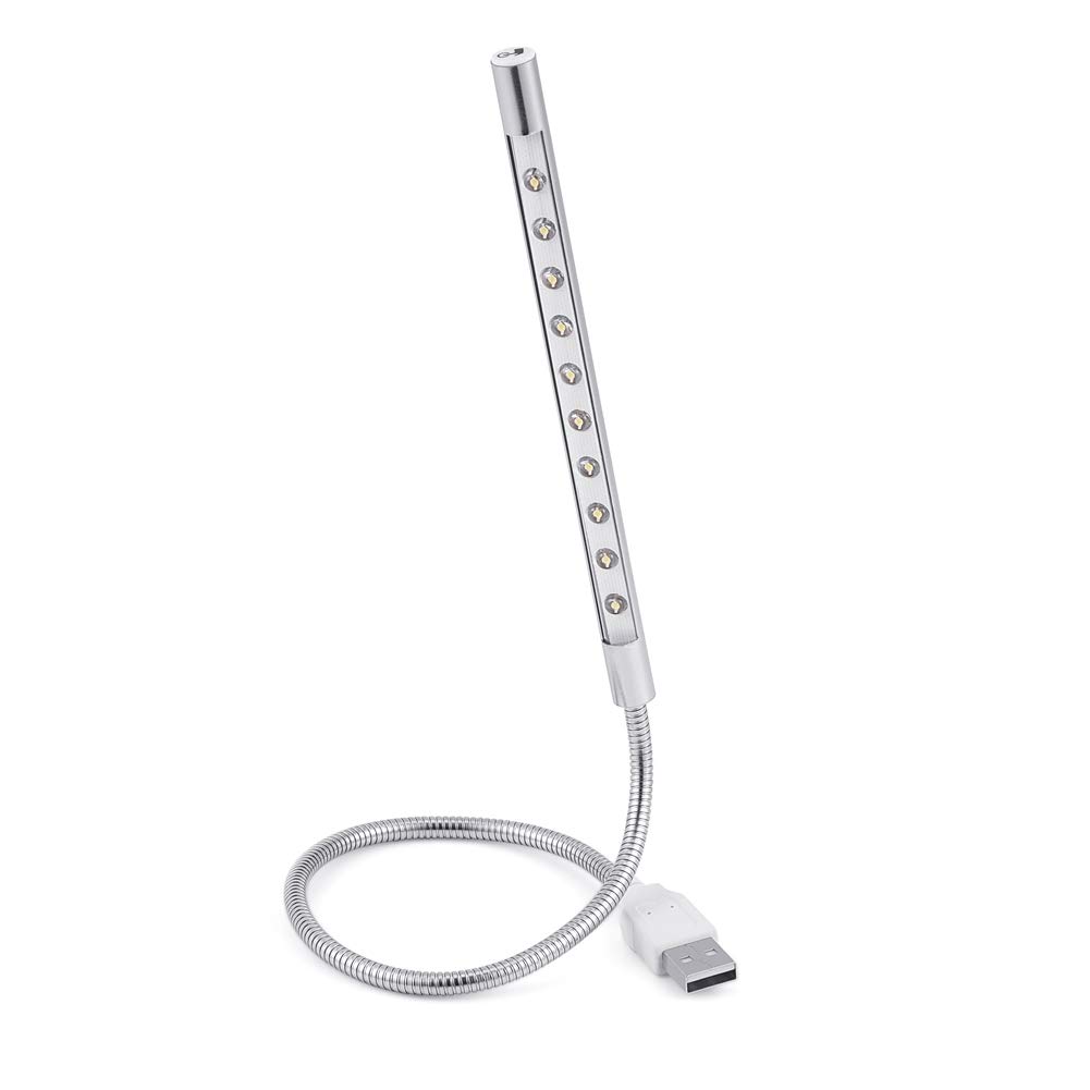 ciciglow Lampada per Laptop, Luce per Tastiera USB Portatile 10 Pezzi Lampada a LED Blubs Light 1W per PC/Laptop/Computer(d'Argento)