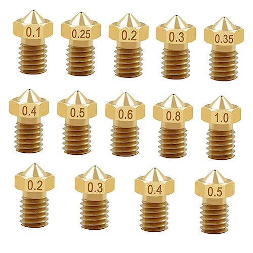 CHILDWEET 14pcs Brass Extruder Nozzles for 3d Printer 1.75mm 3mm Filament with Smooth Finish 3d Printer Accessories