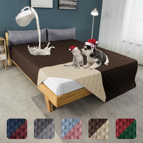 100-Waterproof-Dog-Bed-Cover-52x82-inch-Reversible-Reusable-Camping-Mat-for-KidsPetDogCat-Washable-Geometric-Embroidery-Blanket-Patchwork-BrownBeige - Cucciolini Doodles   100-Waterproof-Dog-Bed-Cover-52x82-inch-Reversible-Reusable-Camping-Mat-for-KidsPetDogCat-Washable-Geometric-Embroidery-Blanket-Patchwork-BrownBeige