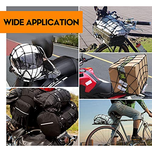 Image of BUNKER INDUST 16 inch x 16 inch Heavy Duty Bungee Cord Cargo Net Stretches to 30 inch x 30 inch-Latex Truck Bed Mesh,Luggage Tie-Down Net with 6Pcs Free Adjustable Hooks Motorcycle Bike Roof ATV SUV Trailer