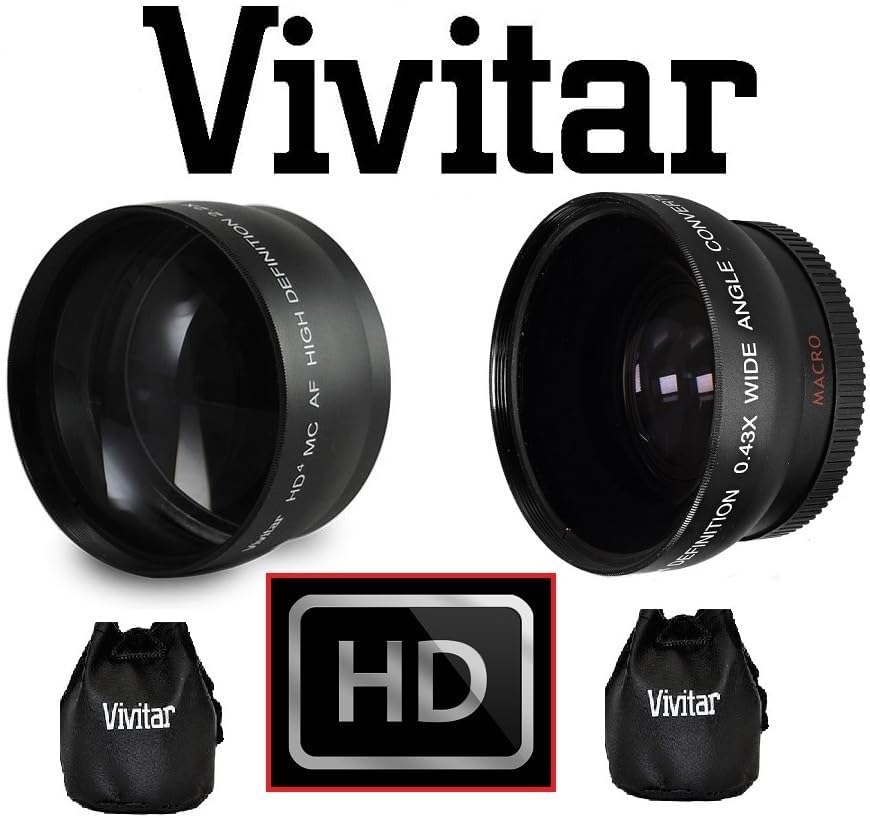 Miniatura 2 de Juego de 2 lentes HI DEF PRO gran angular y TELEPHOTO para Sony SLT-A55V SLT-A55 (compatible con 2.165 in)