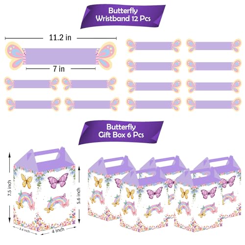 Image of Party Propz Butterfly Decoration Items -18Pcs Butterfly Gift Box, Wrist Band For Kids | Butterfly Theme Birthday Decoration | Butterfly Theme Return Gifts For Kids | Return Gift Bags For Kids Birthday