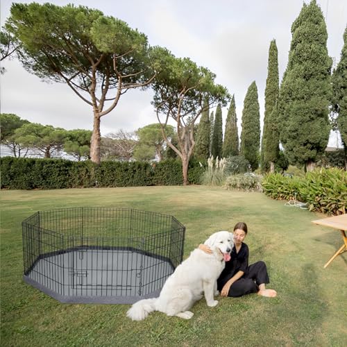 Image of PETIME Foldable Metal Dog Exercise Pen /Pet Puppy Playpen Kennels Yard Fence Indoor /Outdoor 8 Panel 24 inch W x 36 inch H with Bottom Pad (with Bottom pad, 8 Panels 36 inch H)