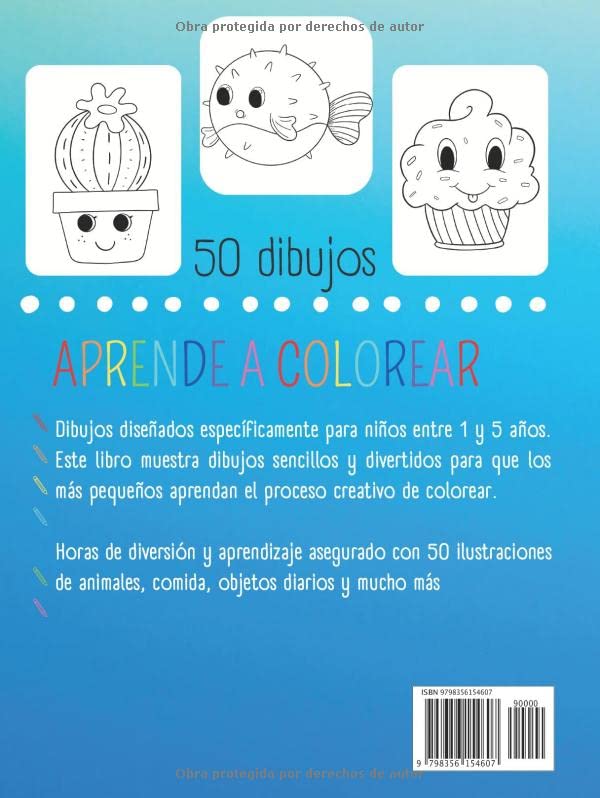 Miniatura 2 de Mi primer libro para colorear Libro de colorear animales para niños. 50 dibujos de animales y objetos diarios para niños de 1 a 5 años (Spanish