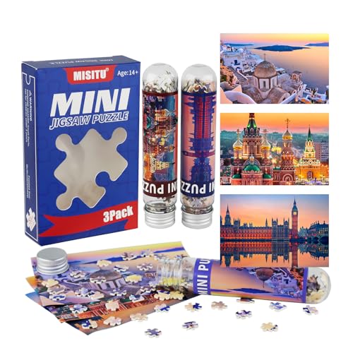 MISITU Mini Puzzles 150 Pièces pour Adultes, Pack de 3, Puzzle de Design Portable pour Les Voyages (Big Ben)