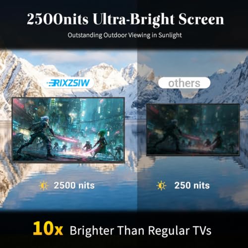 Image of 55 Inch Outdoor TV, 2500 Nits Ultra Bright 4K UHD IP55 Weatherproof Television, Anti-Glare Glass Full Sun TV, Smart TV with WebOS 25, Outside TV for Backyard, Poolside, Deck & Patio