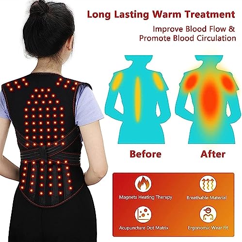 Bedaw B0CB9Z6ST9 Magnetic Back Support Self-Heating Therapy Vest Full Back Support 108 Pieces Magnets Waist Back Brace Corrector Posture Belt Decompression Lumbar Spine Shoulder,L thumb #6