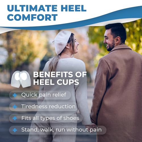 Image of Gel Silicone Heel Cups /Pads, 2 Pack, for Achilles Tendonitis, Shoe Wedge Inserts for Plantar Fasciitis, Bone Spur, Foot Pain Relief Support, Comfort Cushion Insoles for Women /Men