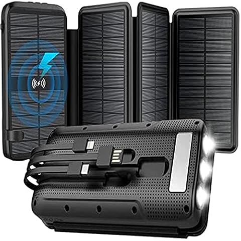 Solar Power Bank with Wireless Charging and Flashlight Cover