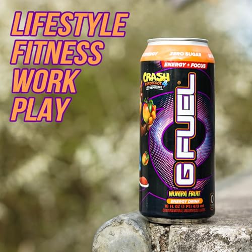 Energy Drink, Apple Mango, Sugar Free Beverage with 300mg Caffeine, Daily Energy Boost with Focus Amino, Vitamin + Antioxidants, 16 oz Cans (Crash Bandicoot, 12-Pack)