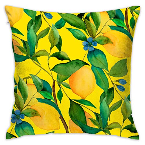 クッションカバー レモン オレンジ 黄色い 背当て 抱き枕カバー 可愛い おしゃれ 綿100% 座布団カバー ソファー ベッド 車 インテリア 部屋飾り 北欧デザイン 正方形 角型 プレゼント 45×45cm BOLACO