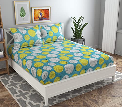 Image of VAS COLLECTIONS Premium Elastic Fitted Bedsheets with 2 Pillow Covers | Double Bed with All Around Elastic 220 TC Supersoft & Longlasting | Size - 72x78+10 inches | Grey