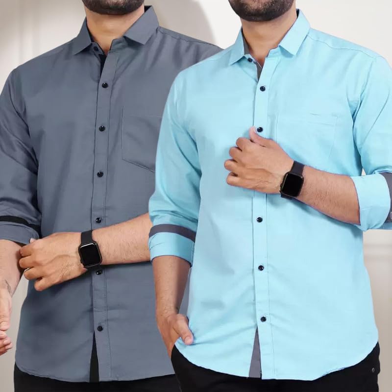 Image of Tee Projekt Combo Casual Shirt for Men Spread Collar Long Sleeve Shirt Casual, Formal, Home