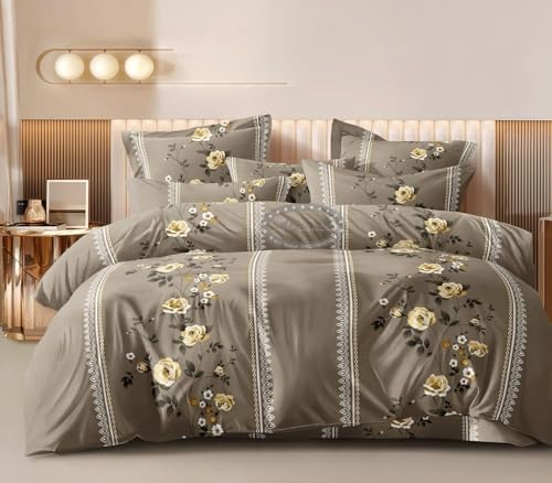 Image of Castiqa 400 TC Cotton Feels All Over Elastic Fitted Bedsheet Set Perfect Upto 10inch Mattress with 2 Matching Pillow Covers Size-18x28inch (Queen Size 60x78, Black Stripes)