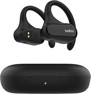 Belkin SoundForm ClearFit Wireless Open-Ear Earbuds, Lightweight Sport Earphones, Bluetooth Earbuds w/Long-Lasting Comfort, IPX5 Waterproof Rating for iPhone, Hiking, Biking, Running, & More - Black