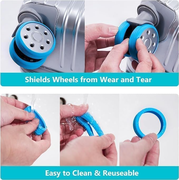Image of Luggage Wheel Silicone Protector Cover 8PCS Wheel Cover Silicone Shock Absorption Wheel Cover for Trolley Bag Suitcase Wheel Cover Silicone for Most 8 Spinner Wheel Bag /Chair (Multicolor)