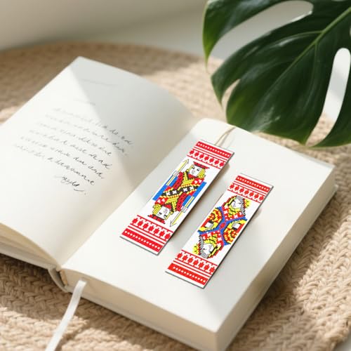 Image of FREEBLOSS 6 Set Cross Stitch Bookmarks Kit Poker Stamped Cross Stitch Kit DIY Embroidery Bookmark Set with Instruction for Adults Beginners Gift for Reading Enthusiasts 8 * 2.4inch 11CT