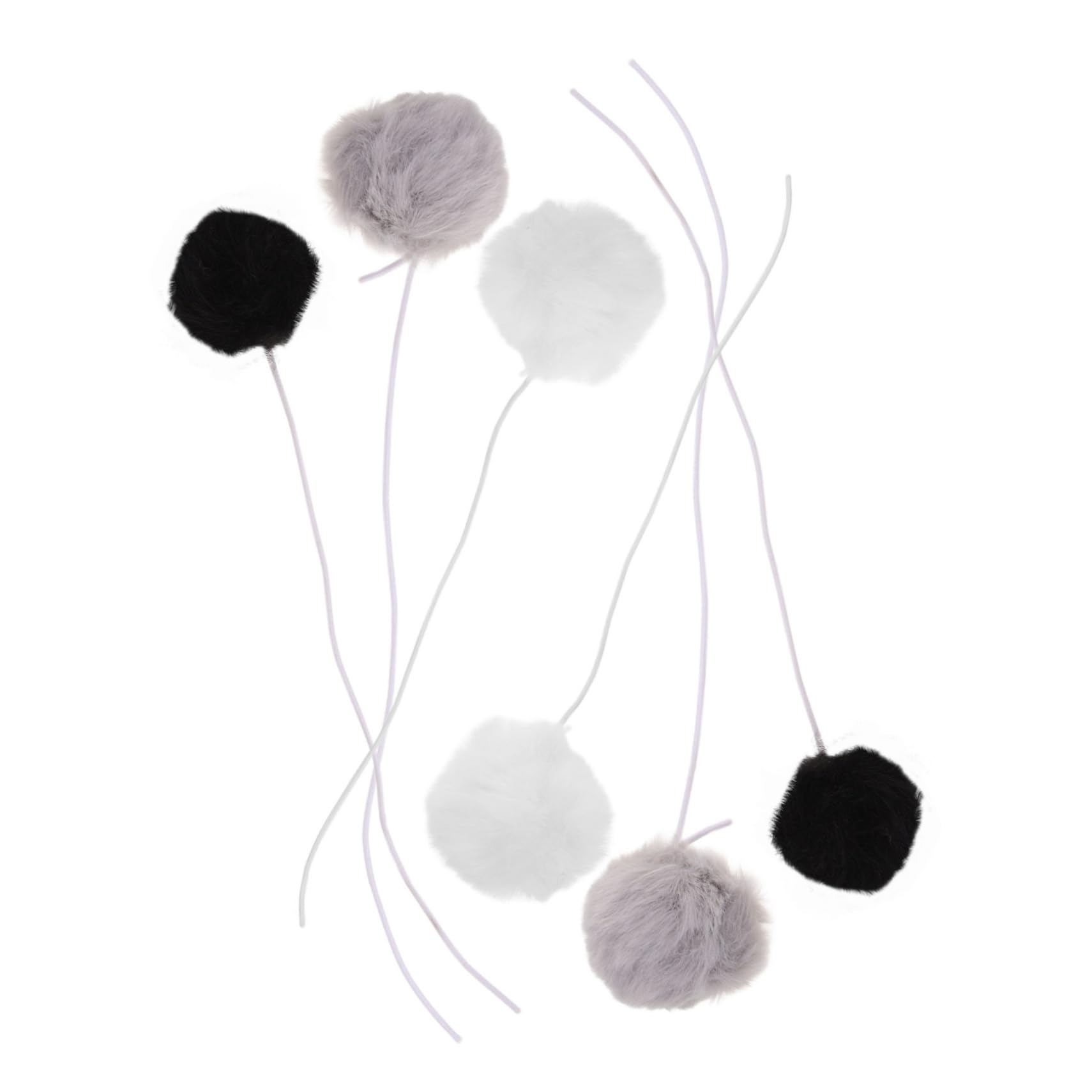 Toyvian Cat Balls Toys Interactive Plush Fuzzy Balls with Elastic Hanging String for Indoor Cats Kitten Exercise and Stress Relief Set of 6